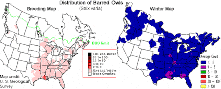Distribution of Barred Owls (Strix varia)