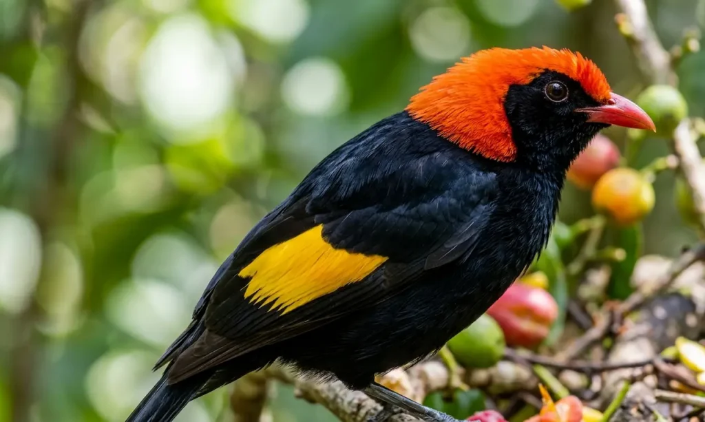 Fire-maned Bowerbirds (Sericulus bakeri)
