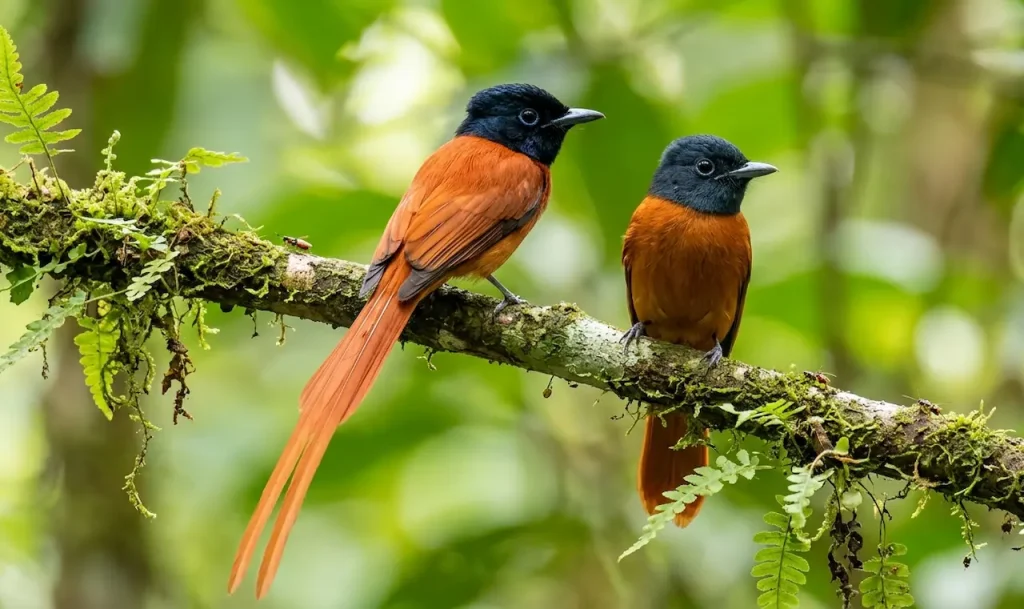 Red-bellied Paradise Flycatchers (Terpsiphone rufiventer)