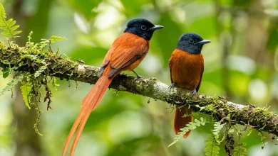 Red-bellied Paradise Flycatchers (Terpsiphone rufiventer)