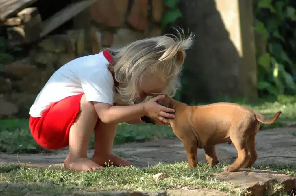 Small Child With a Puppy