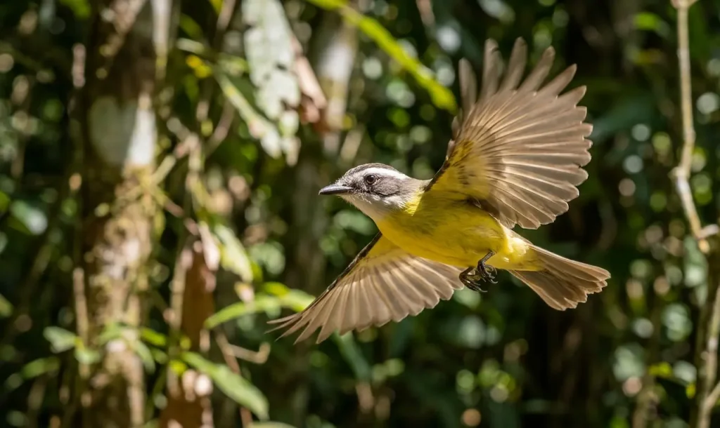 Sulphury Flycatchers Flying 