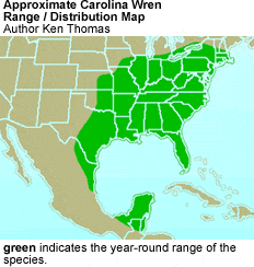 Carolina Wren Distribution Map